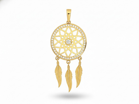 Zawieszka złota łapacz snów z cyrkoniami