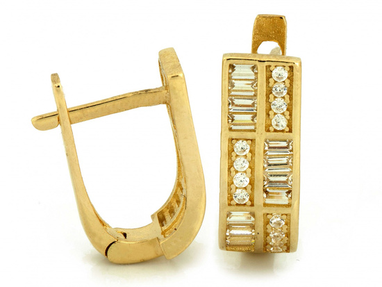 Kolczyki złote angielskie z cyrkoniami na każdą okazję