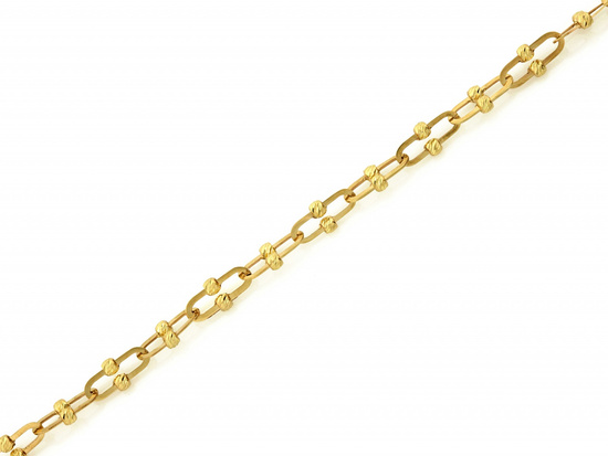 Bransoletka złota owalne ogniwa z kuleczkami