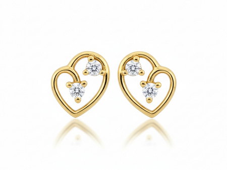 Złote kolczyki na sztyfcie delikatne dyskretne z cyrkonią