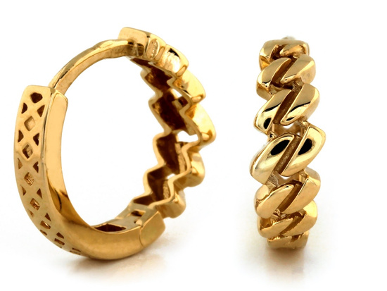 Kolczyki złote małe kółeczka ozdobne