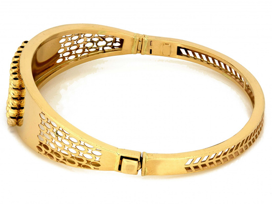 Złota bransoleta sztywna bangle ekskluzywna z kulkami