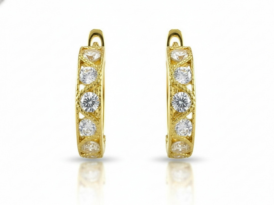 Kolczyki złote dla dziewczynki z cyrkoniami