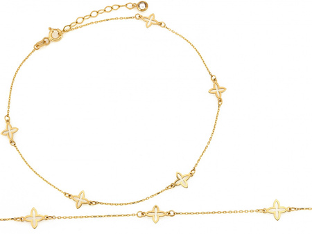 Bransoletka złota z kwiatkami delikatna łańcuszkowa