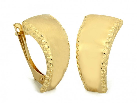 Kolczyki złote popularne blaszki zdobione zapięcie angielskie