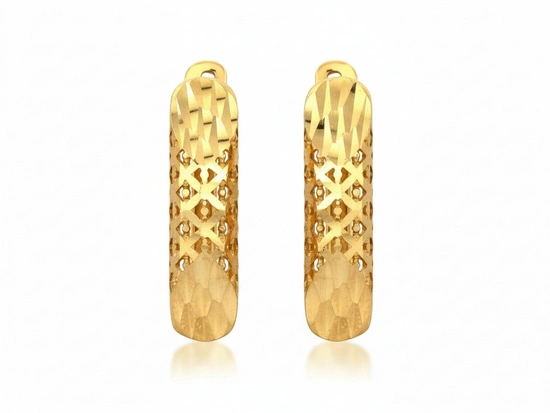 Złote kolczyki angielskie błyszczące z ażurem