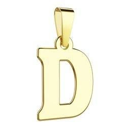 Złota literka D - zawieszka 585
