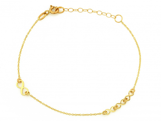 Bransoletka złota delikatna z nieskończonościami