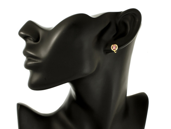 Złote kolczyki z różowym oczkiem