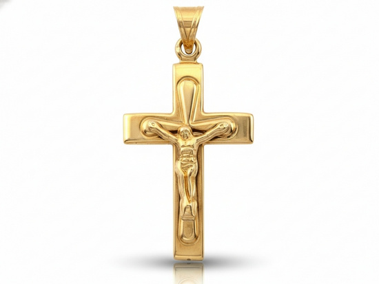 Krzyżyk złoty wisiorek zawieszka z Jezusem