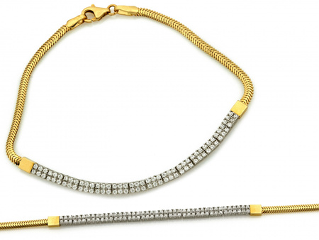 Złota bransoletka gruba linka z cyrkoniami