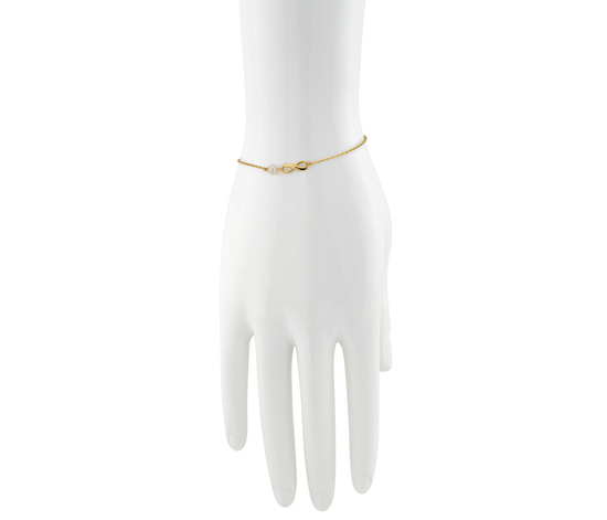 Złota bransoletka 375 nieskończoność z perłą  