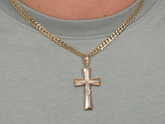 Zawieszka złota dwukolorowy krzyżyk
