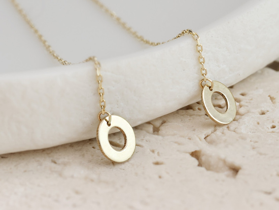 Kolczyki złote przeciągane z kółeczkiem z ringiem