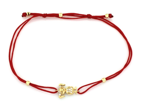 Bransoletka złota dziewczynka z cyrkoniami na sznurku