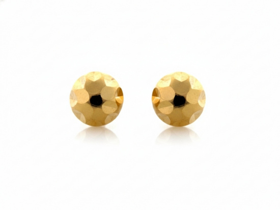 Diamentowane złote kolczyki kuleczki kulki na sztyfcie