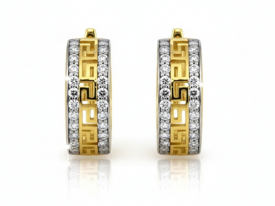 Kolczyki złote kółka z motywem greckim