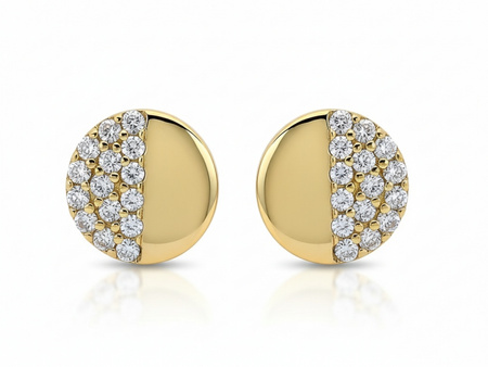 Kolczyki złote kółeczka z cyrkoniami na sztyfcie