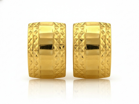 Kolczyki złote angielskie zdobione bez kamieni