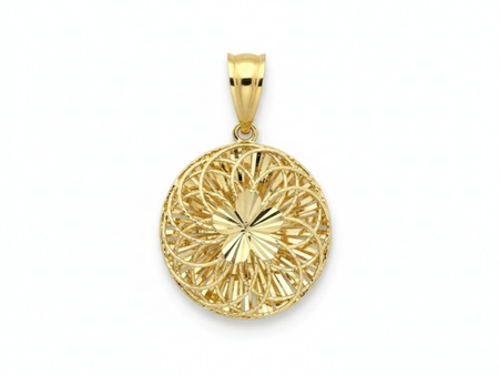 Zawieszka złota ażurowa okrągła wypukła