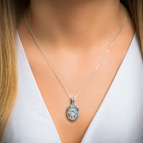 Naszyjnik srebrny 925 Swarovski - elipsa