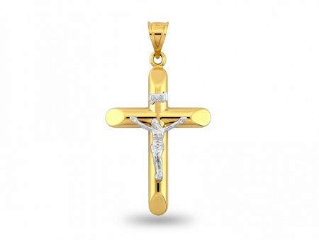 Wisiorek w dwóch kolorach złota krzyżyk