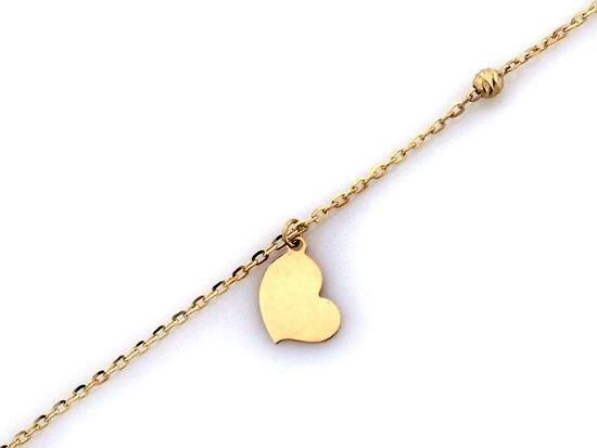 Złota bransoletka na nogę z wiszącym sercem