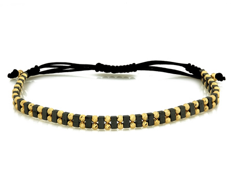 Bransoletka złota podwójna z kulkami i hematytami