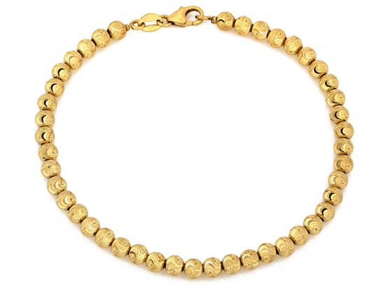 Złota bransoletka damska z diamentowanych kulek