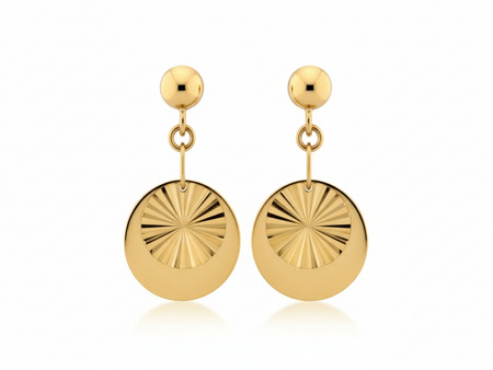 Złote kolczyki na sztyfcie dwie blaszki