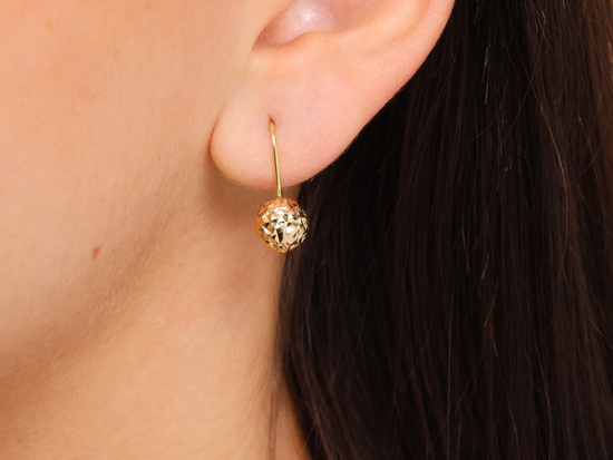 Kolczyki złote półkule na biglu diamentowane