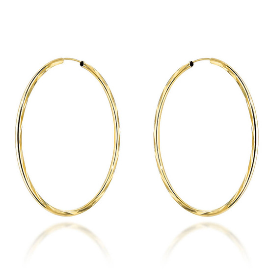 Złote kolczyki koła 585 diamentowane - 60 mm