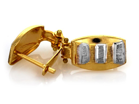 Kolczyki złote angielskie dwukolorowe bez kamieni