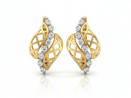 Ażurowe kolczyki złote z cyrkoniami przez środek