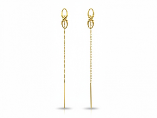 Kolczyki złote przeciągane z nieskończonością