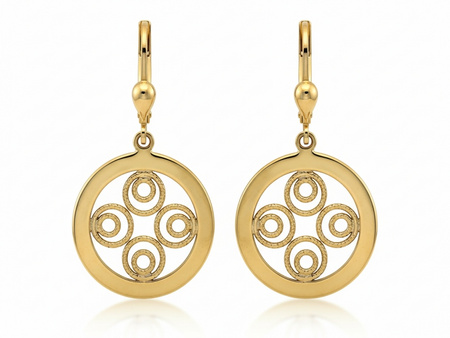 Kolczyki złote ażurowe wiszące okrągłe