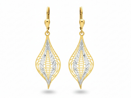 Ażurowe złote kolczyki wiszące