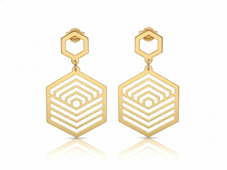 Klczyki złote wiszące sześciokąty