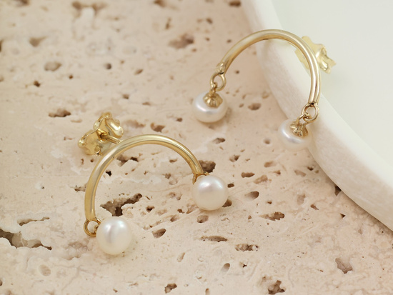 Kolczyki złote na sztyfcie oryginalne z perłami