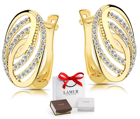 Złote kolczyki 585 z cyrkoniami - klasyczne