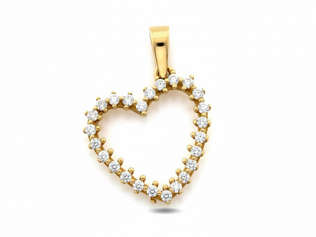Złota zawieszka serce z cyrkoniami