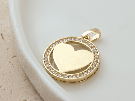 Zawieszka złota okrągła z sercem