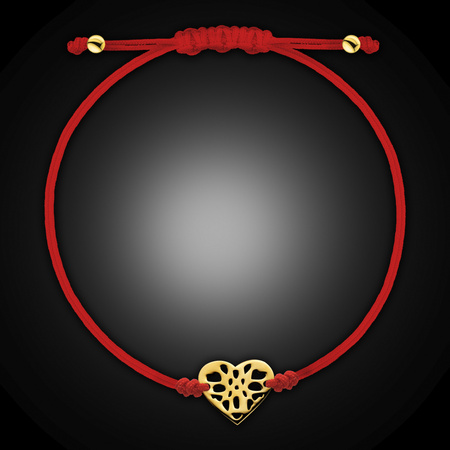 Złota bransoletka 585 serce serduszko na sznurku