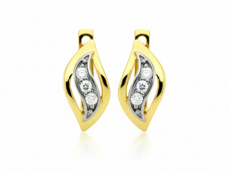 Kolczyki ze złota z trzema cyrkoniami