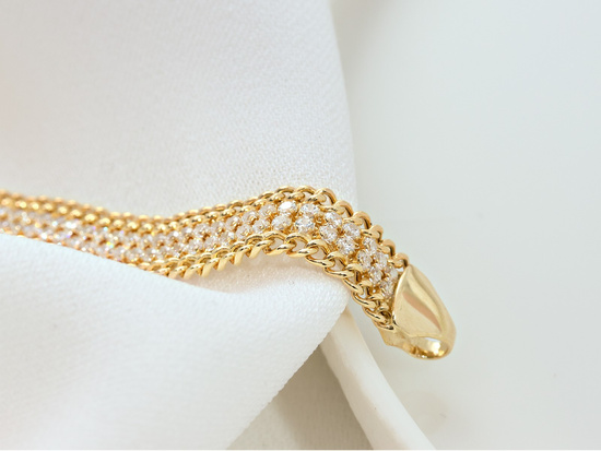 Bransoletka złota taśma z cyrkoniami