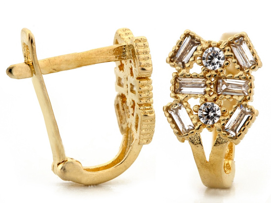 Złote kolczyki angielskie delikatne z cyrkoniami