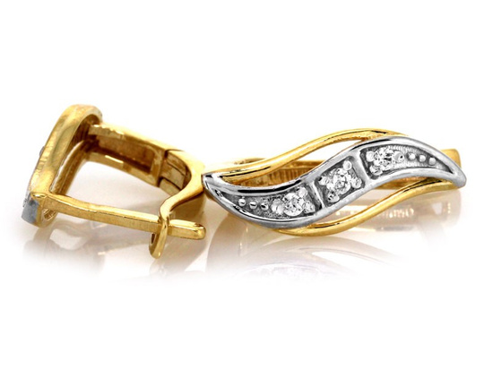 Kolczyki z białego i żółtego złota na angielskim zapięciu