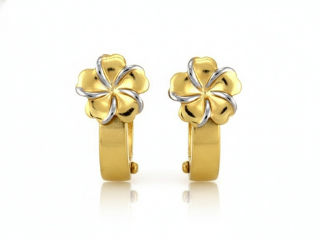 Kolczyki złote dla dziewczynki z dwukolorowym kwiatkiem