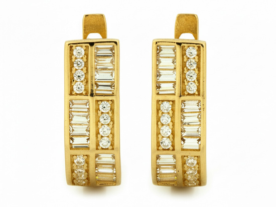 Kolczyki złote angielskie z cyrkoniami na każdą okazję