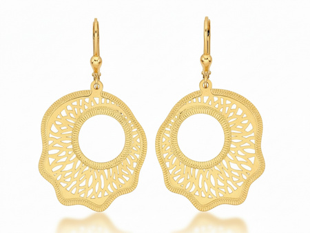 Kolczyki złote duże wiszące efektowne ażurowa